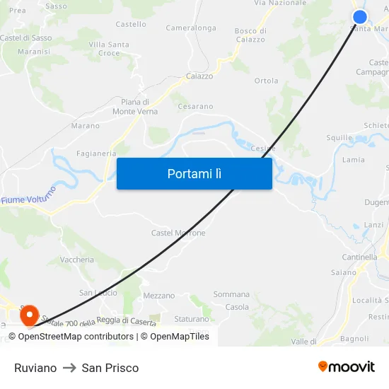 Ruviano to San Prisco map