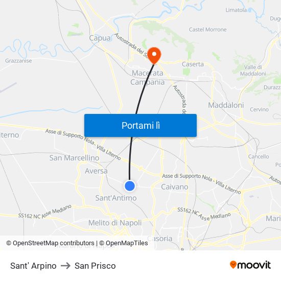 Sant' Arpino to San Prisco map