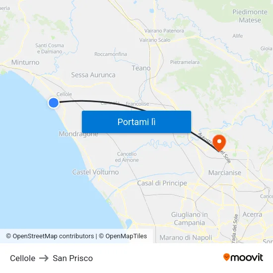 Cellole to San Prisco map