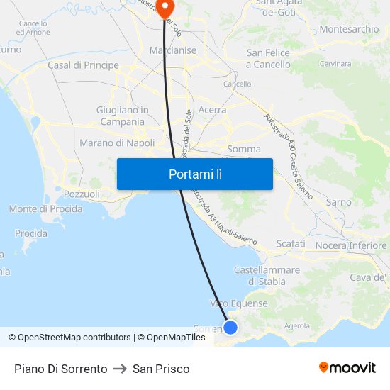 Piano Di Sorrento to San Prisco map