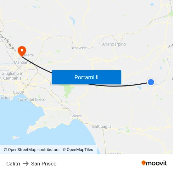 Calitri to San Prisco map