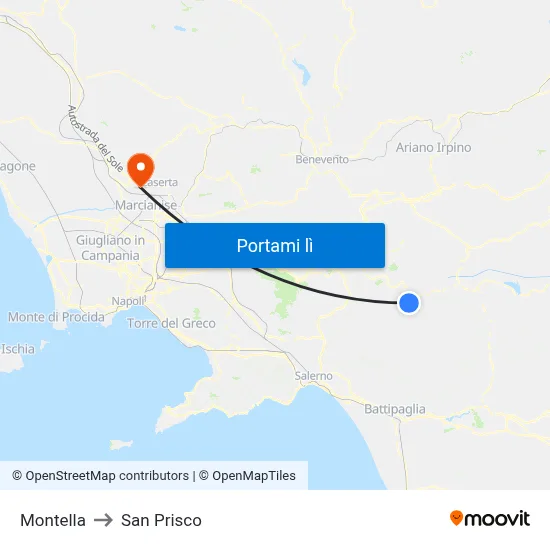 Montella to San Prisco map