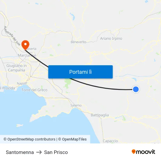 Santomenna to San Prisco map
