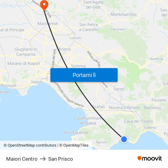 Maiori Centro to San Prisco map