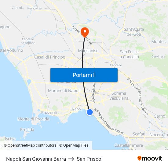 Napoli San Giovanni-Barra to San Prisco map