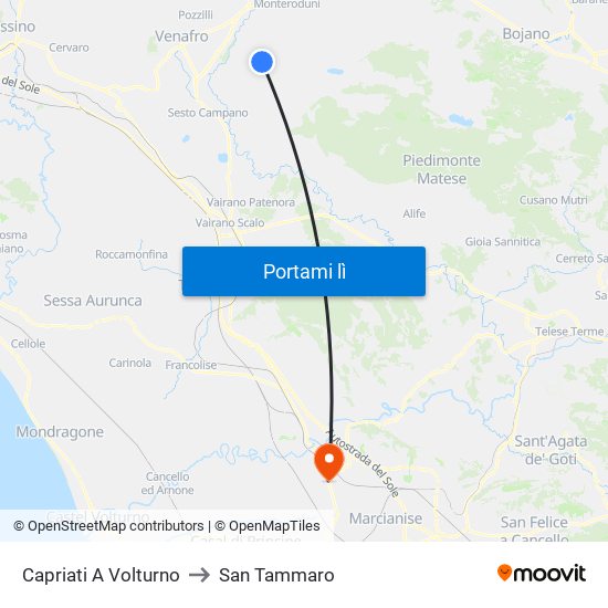 Capriati A Volturno to San Tammaro map