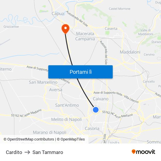 Cardito to San Tammaro map