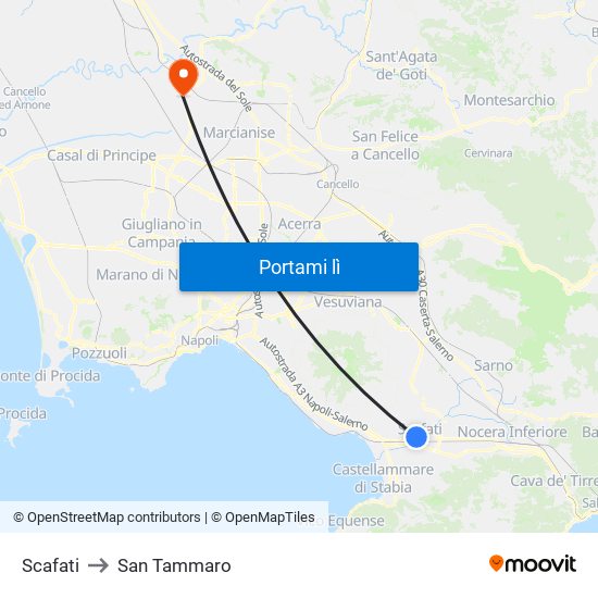 Scafati to San Tammaro map