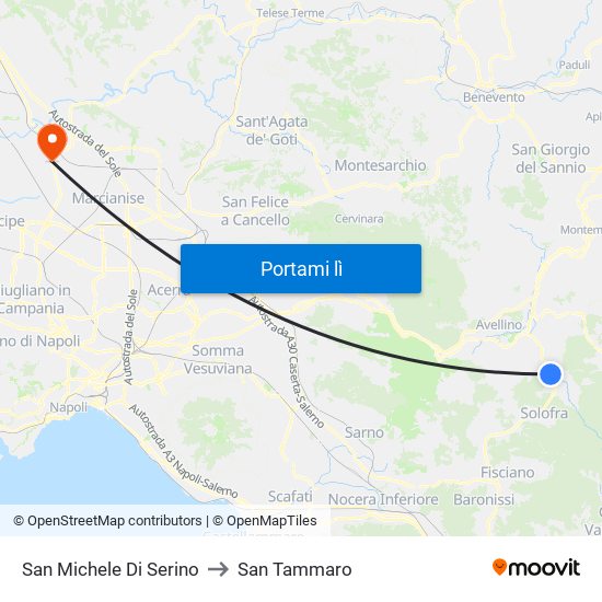 San Michele Di Serino to San Tammaro map