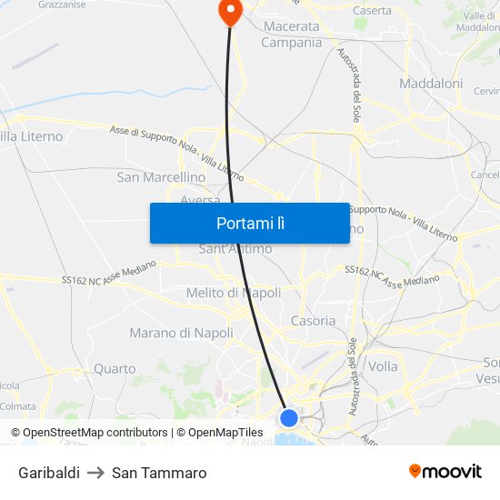 Garibaldi to San Tammaro map