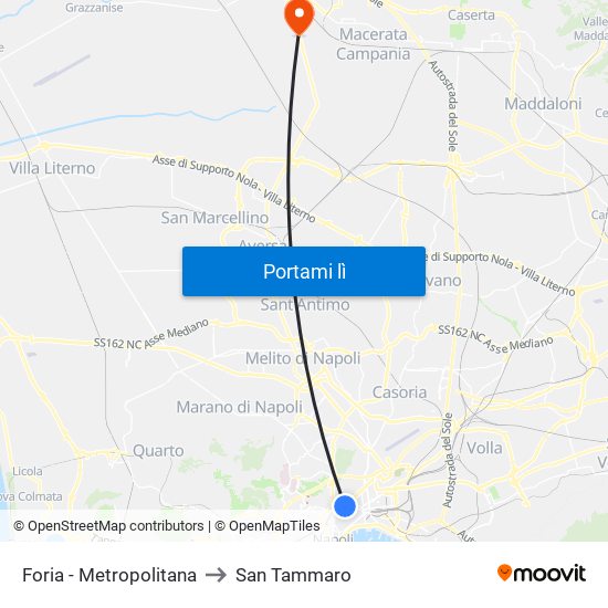 Foria - Metropolitana to San Tammaro map