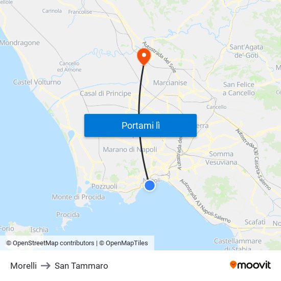 Morelli to San Tammaro map