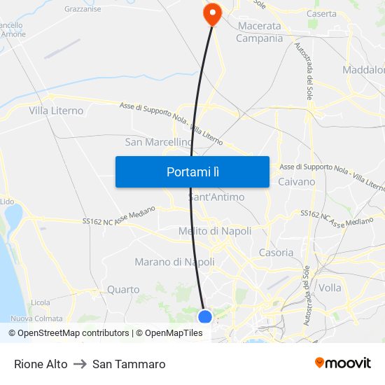 Rione Alto to San Tammaro map