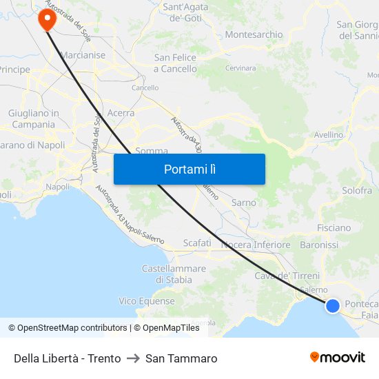 Della Libertà - Trento to San Tammaro map