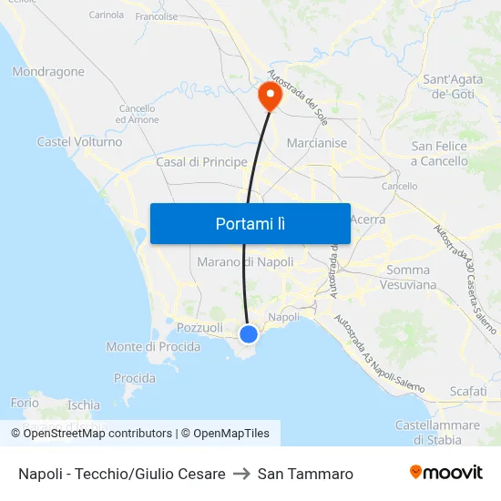 Napoli - Tecchio/Giulio Cesare to San Tammaro map