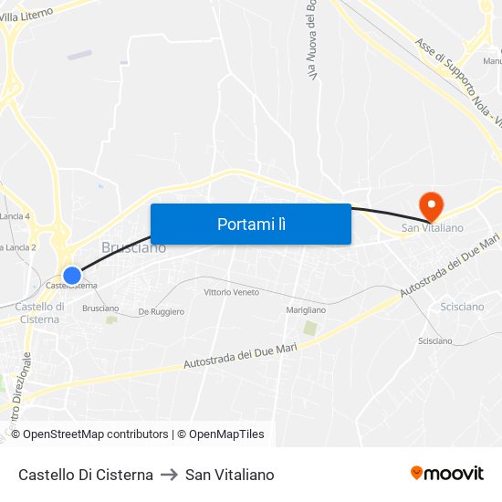 Castello Di Cisterna to San Vitaliano map