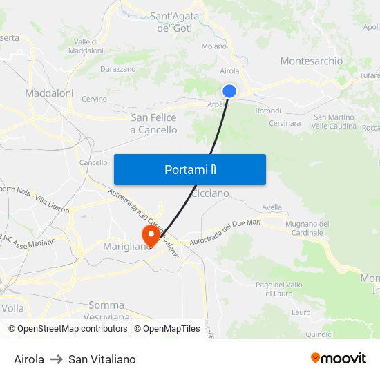 Airola to San Vitaliano map