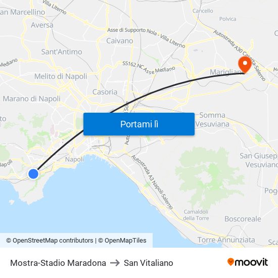 Mostra-Stadio Maradona to San Vitaliano map