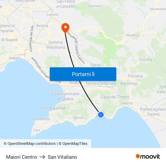 Maiori Centro to San Vitaliano map