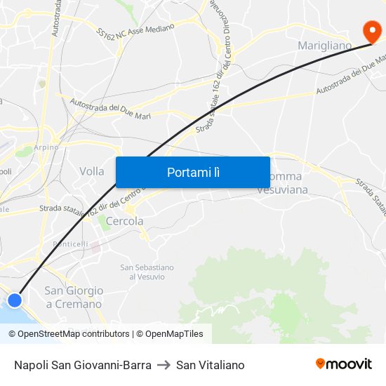Napoli San Giovanni-Barra to San Vitaliano map