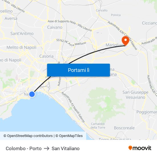 Colombo - Porto to San Vitaliano map
