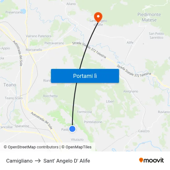 Camigliano to Sant' Angelo D' Alife map
