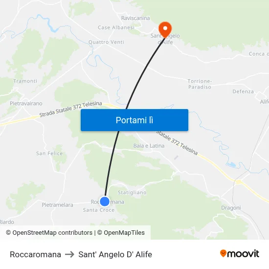 Roccaromana to Sant' Angelo D' Alife map