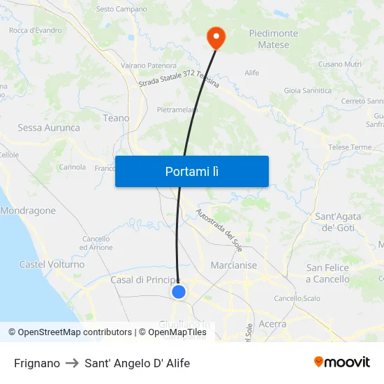 Frignano to Sant' Angelo D' Alife map