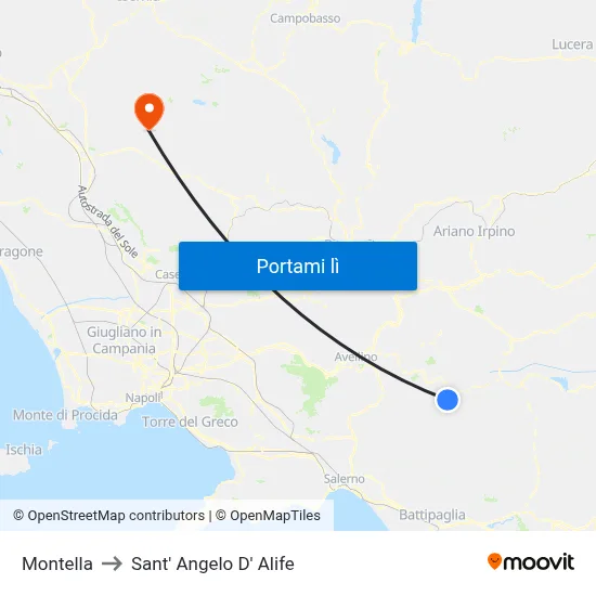 Montella to Sant' Angelo D' Alife map