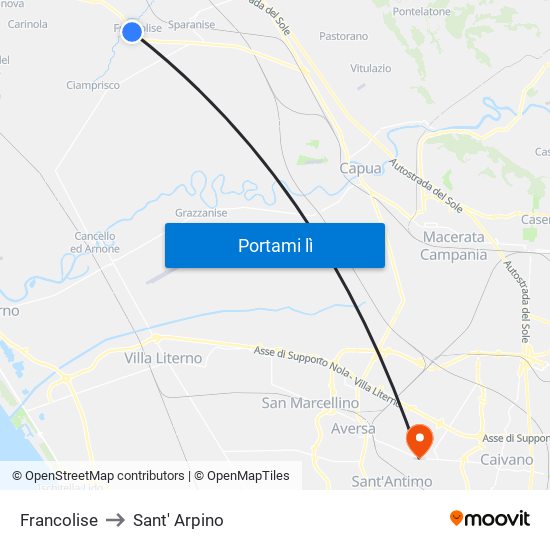 Francolise to Sant' Arpino map