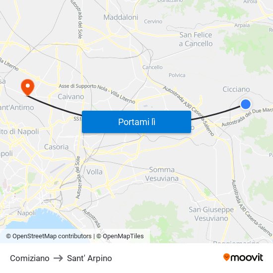 Comiziano to Sant' Arpino map