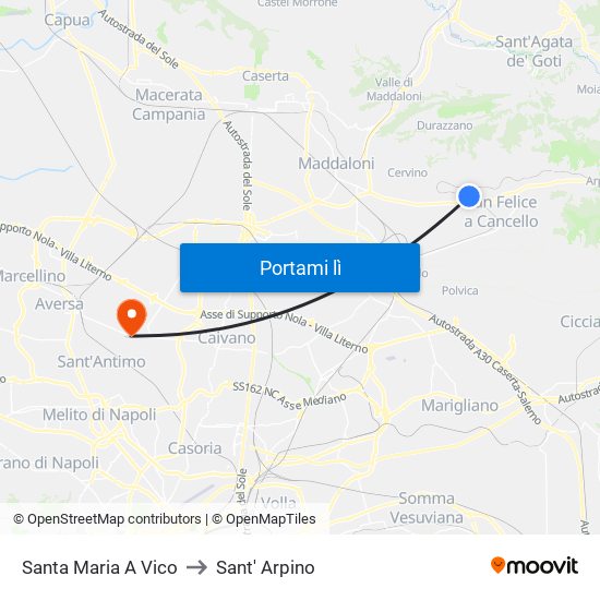 Santa Maria A Vico to Sant' Arpino map