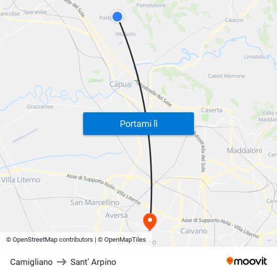 Camigliano to Sant' Arpino map