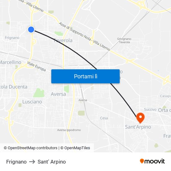 Frignano to Sant' Arpino map