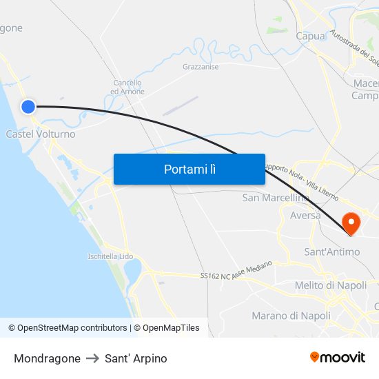 Mondragone to Sant' Arpino map