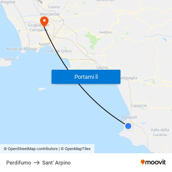 Perdifumo to Sant' Arpino map