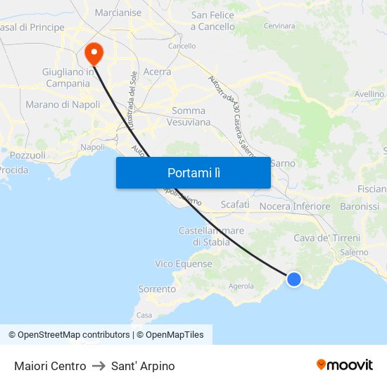 Maiori Centro to Sant' Arpino map
