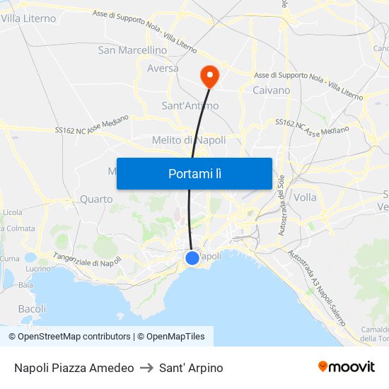 Napoli Piazza Amedeo to Sant' Arpino map