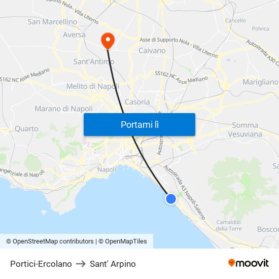 Portici-Ercolano to Sant' Arpino map