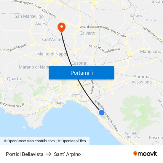 Portici Bellavista to Sant' Arpino map