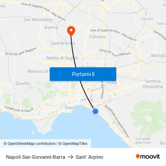 Napoli San Giovanni-Barra to Sant' Arpino map