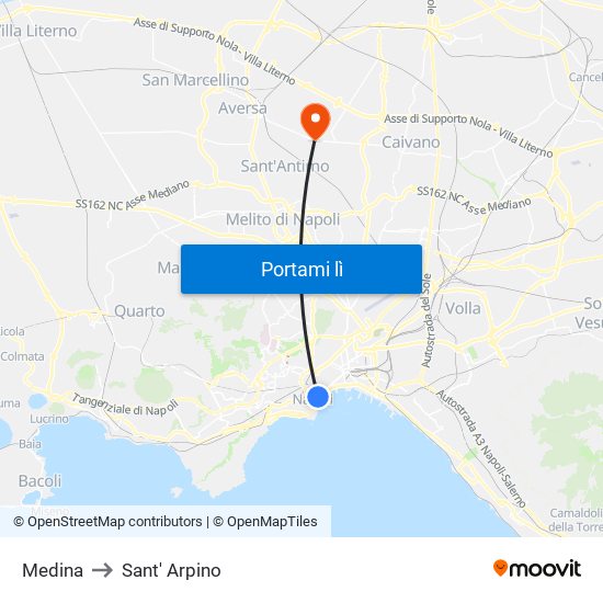 Medina to Sant' Arpino map