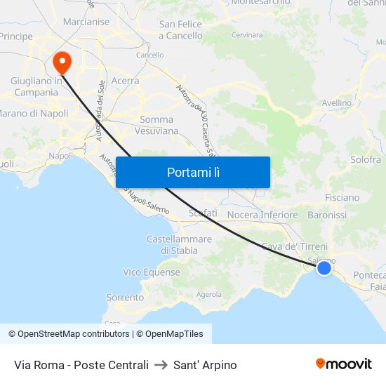 Via Roma - Poste Centrali to Sant' Arpino map