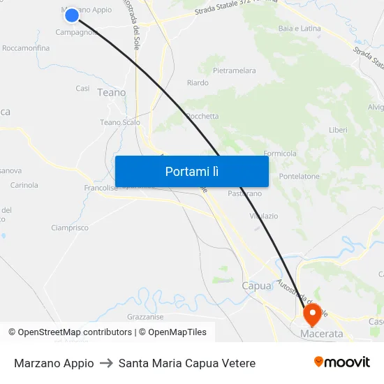 Marzano Appio to Santa Maria Capua Vetere map