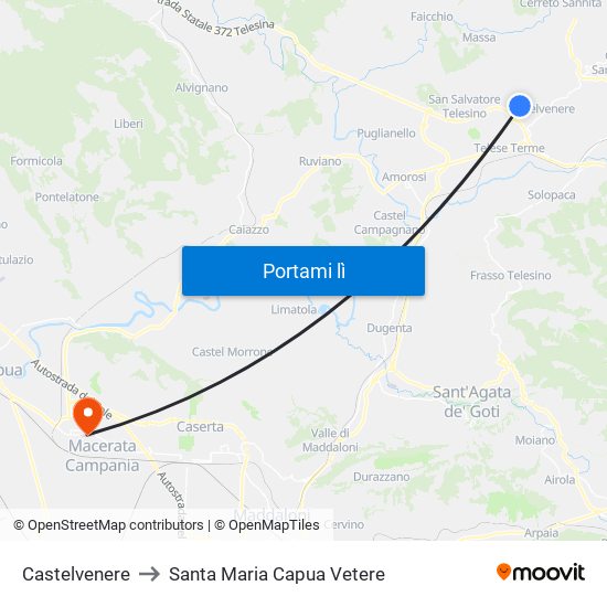 Castelvenere to Santa Maria Capua Vetere map