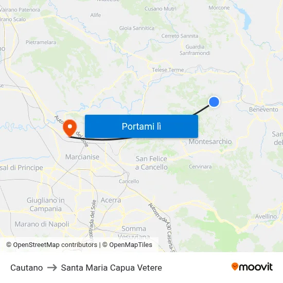 Cautano to Santa Maria Capua Vetere map