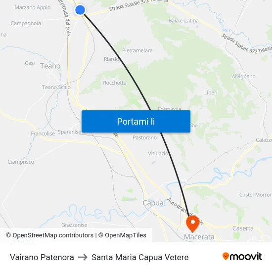 Vairano Patenora to Santa Maria Capua Vetere map