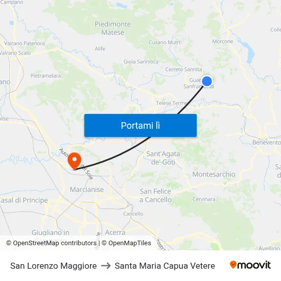 San Lorenzo Maggiore to Santa Maria Capua Vetere map