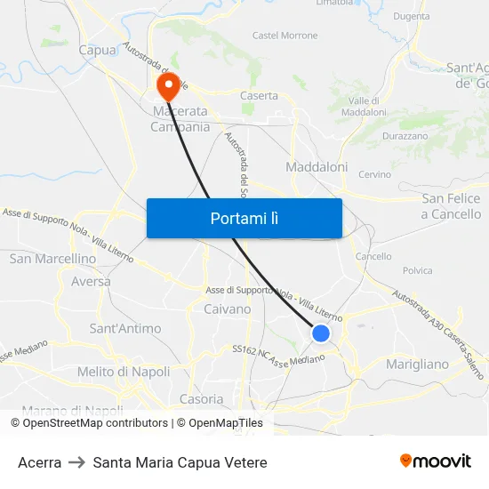 Acerra to Santa Maria Capua Vetere map