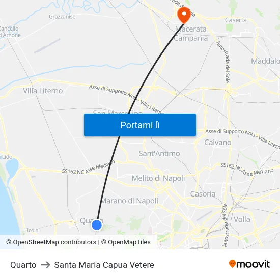 Quarto to Santa Maria Capua Vetere map